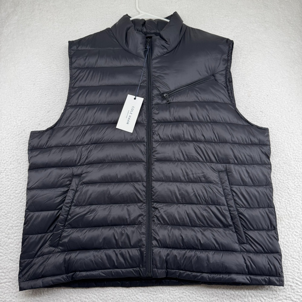 NWT Cole Haan Signature Puffer Vest Mens 2XL Black Full Zip Soft Shell Jacket